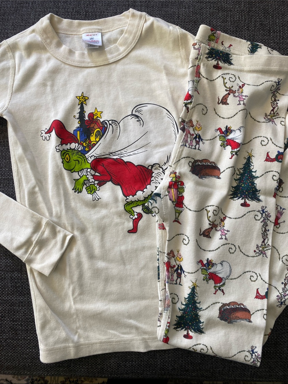 NWOT Hanna Andersson 100% Organic Cotton Dr Seuss Grinch Christmas PJs 140cm 10